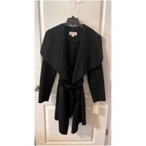 NWT Michael Kors Coat with Splayed Lapels in Black LARGE
